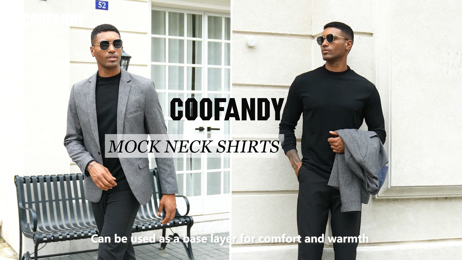 COOFANDY Men's Mock Turtleneck Long Sleeve Shirts Slim Fit Basic T